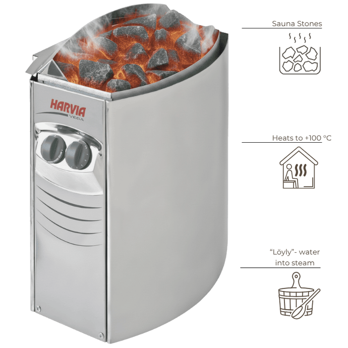 Outdoor sauna harvia heater with lava stones