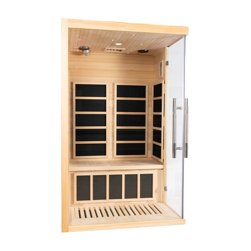 Wooden Infrared sauna with infrared heaters and glass door