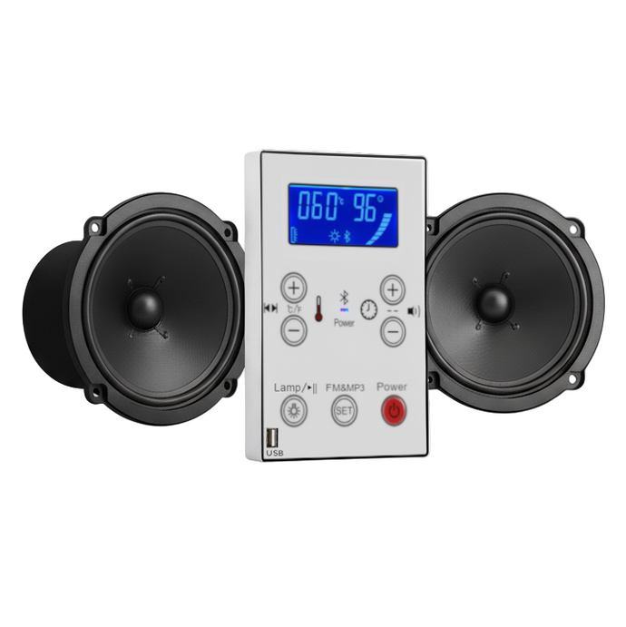 Indoor sauna with control unit, music speaker, bluetooth and temperature settings