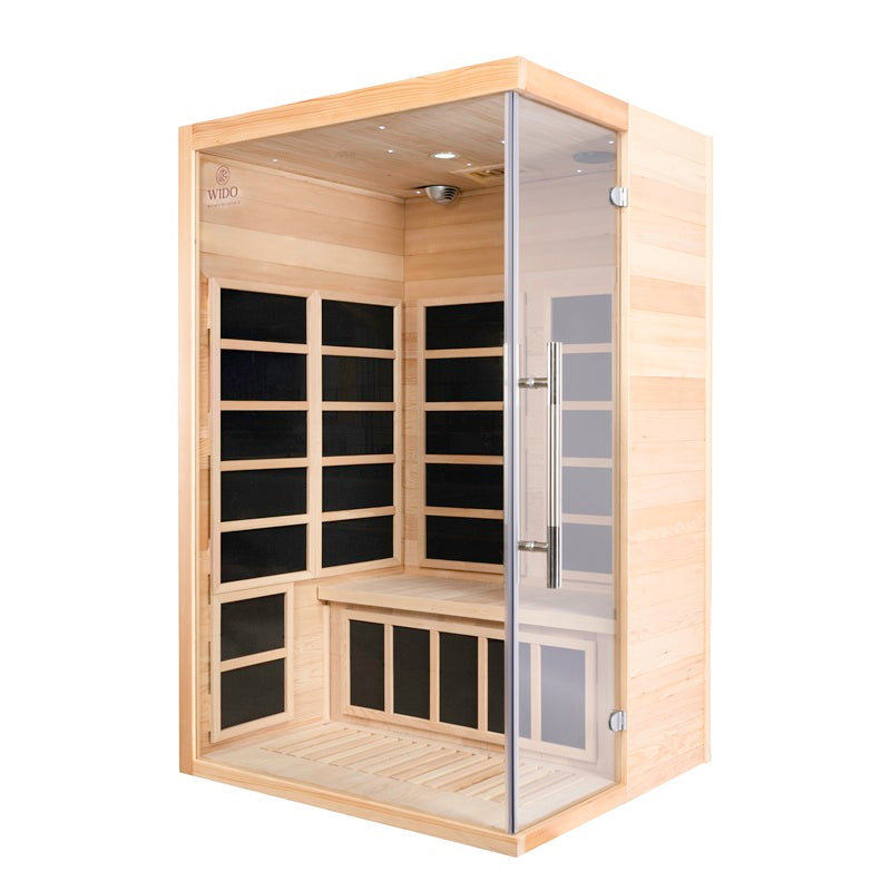 WIDO indoor infrared sauna made from Canadian hemlock wood
