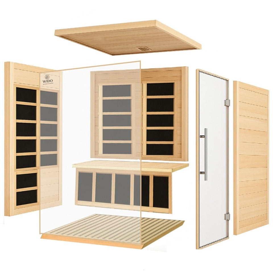 WIDO indoor infrared sauna installed in a modern home wellness room