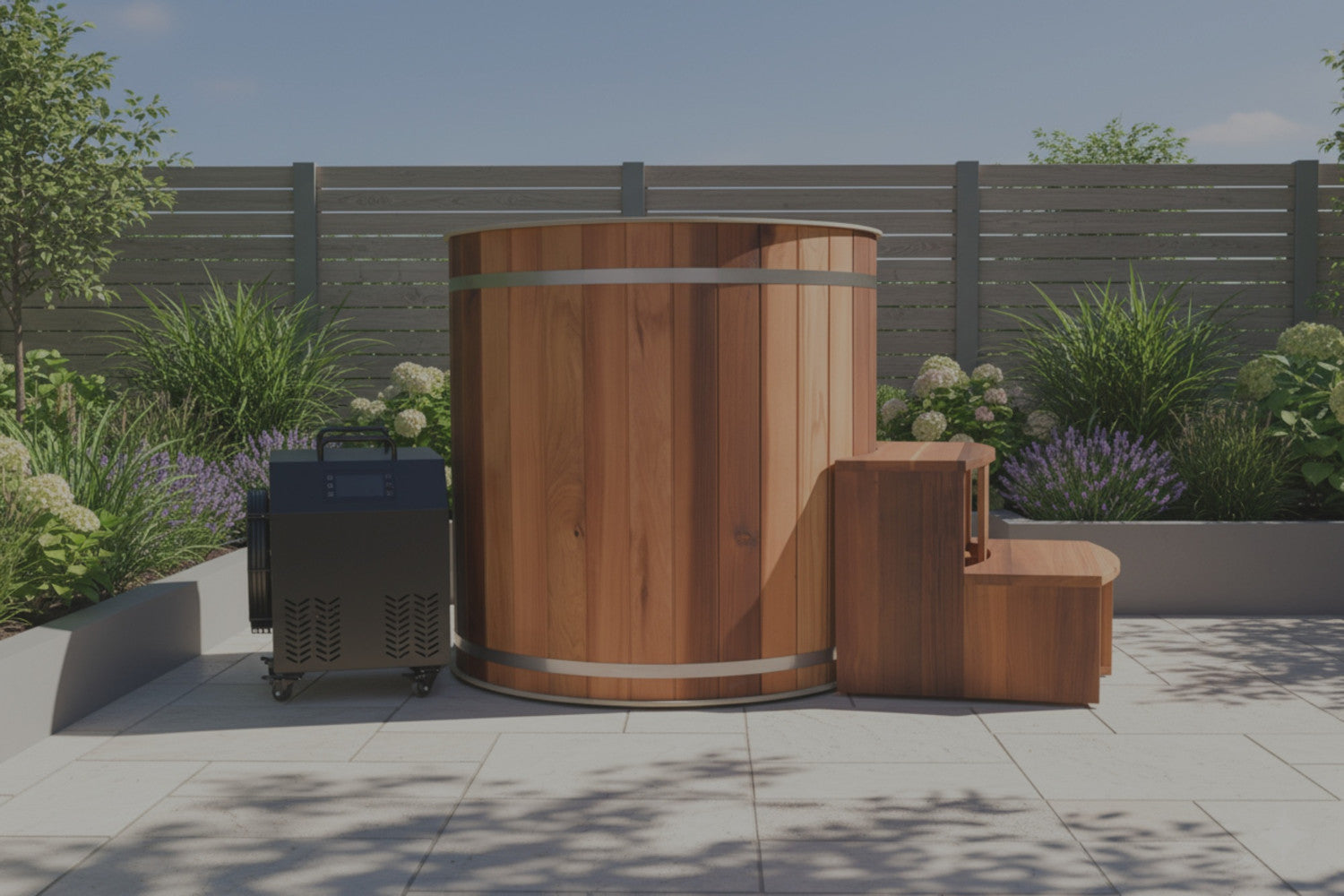 WIDO ice bath with water chiller with steps and cover